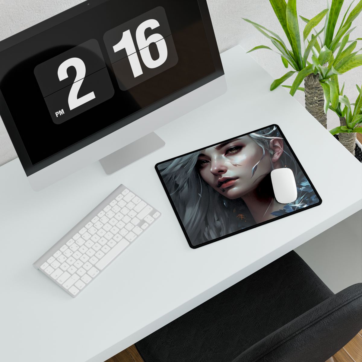 Blonde Beauty Portrait: Elegant Female Artwork - Desk Mat