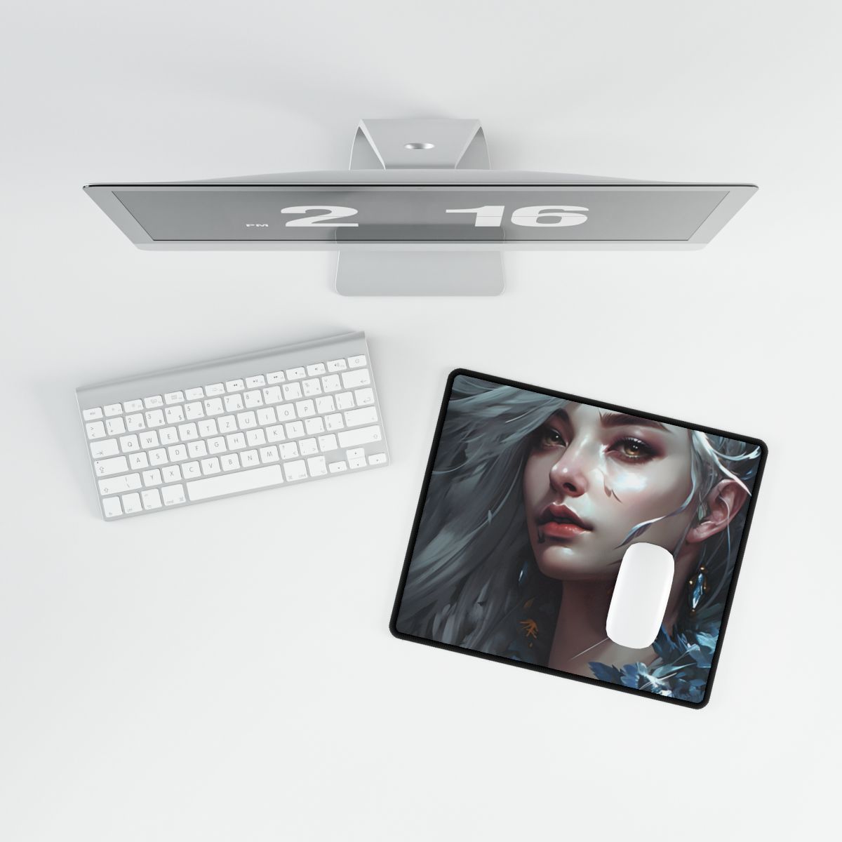Blonde Beauty Portrait: Elegant Female Artwork - Desk Mat