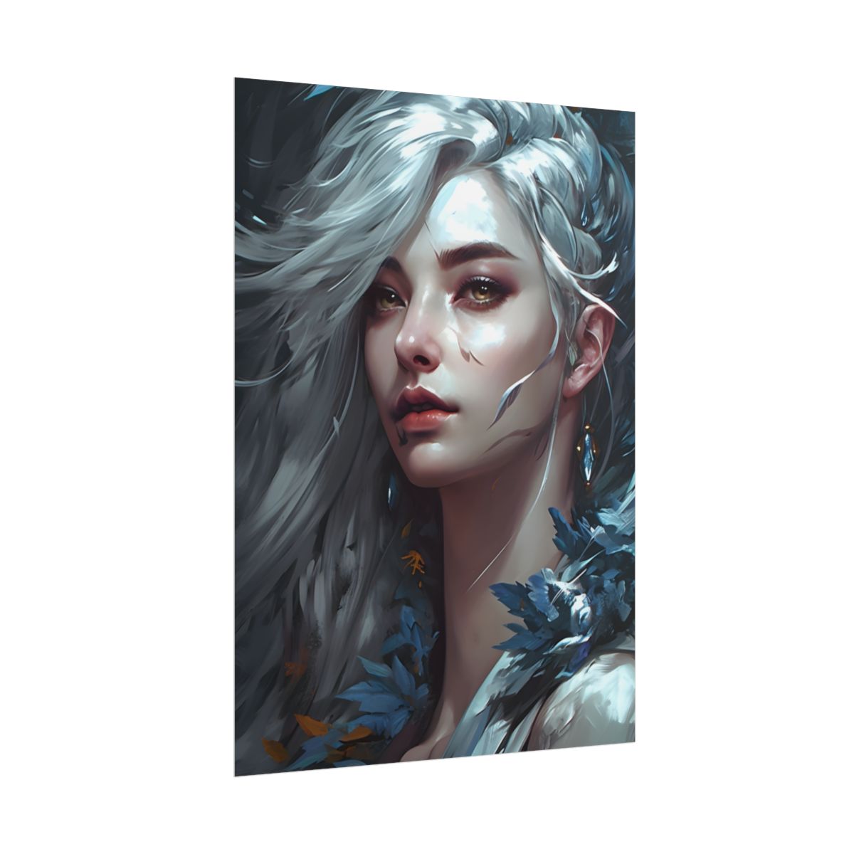 Blonde Beauty Portrait: Elegant Female Artwork - Poster