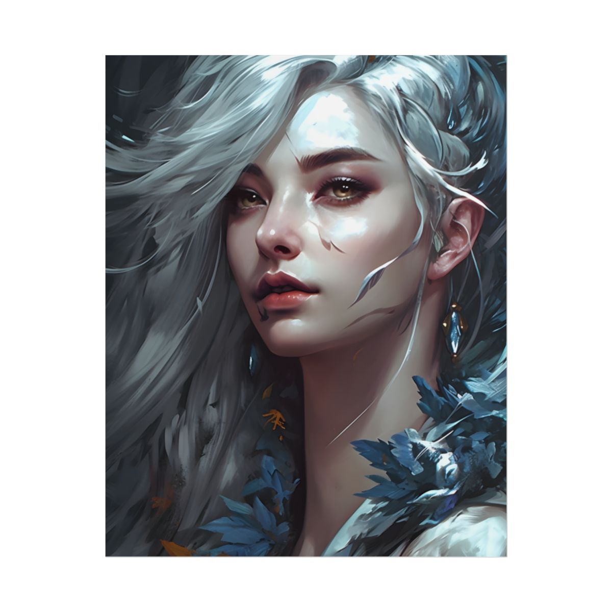 Blonde Beauty Portrait: Elegant Female Artwork - Poster