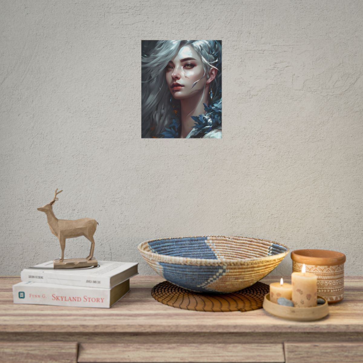 Blonde Beauty Portrait: Elegant Female Artwork - Poster