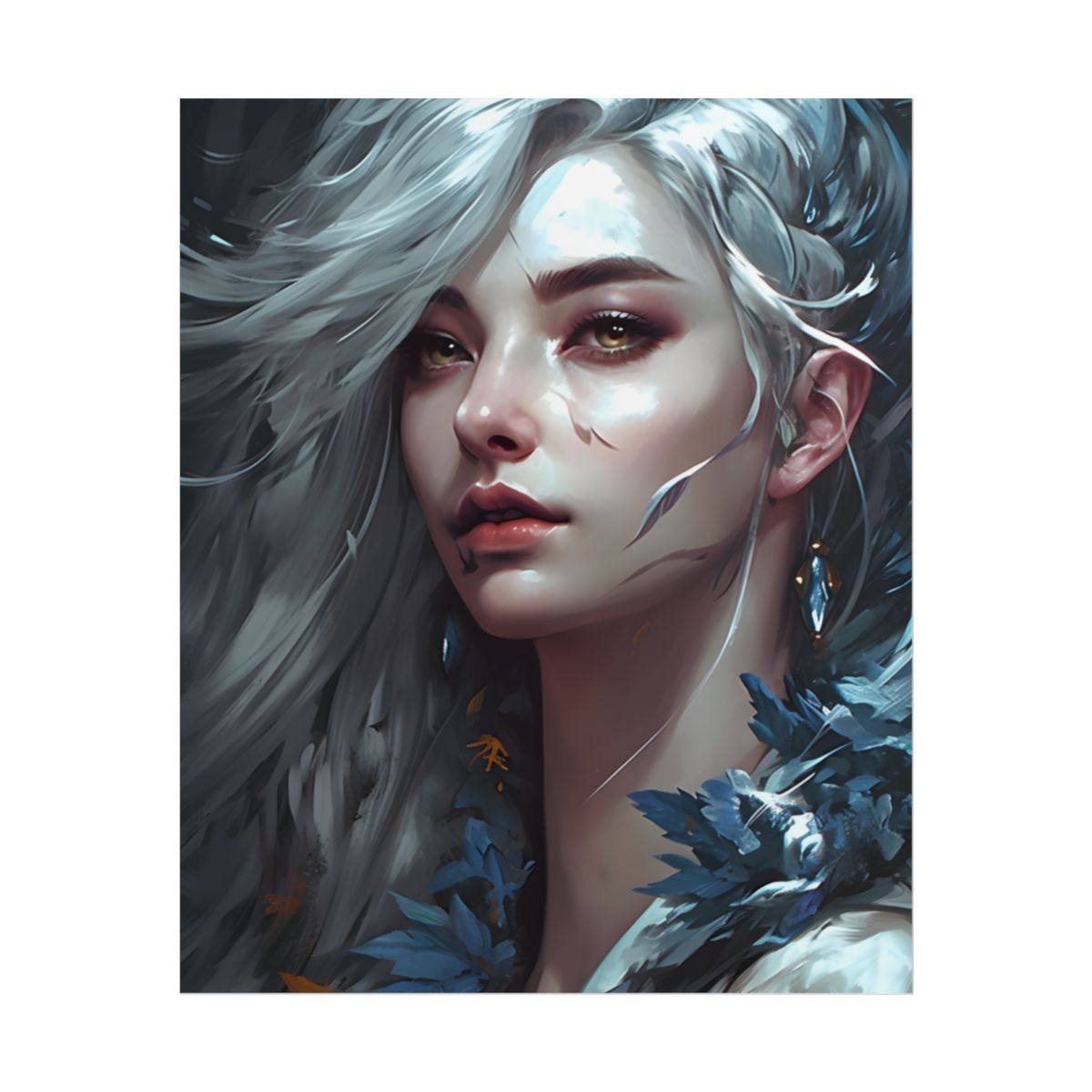 Blonde Beauty Portrait: Elegant Female Artwork - Poster