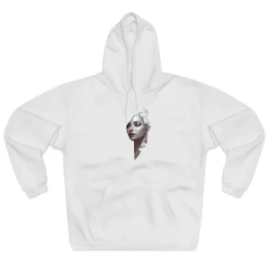 Silver-Haired Woman with Blue Leaves Hoodie