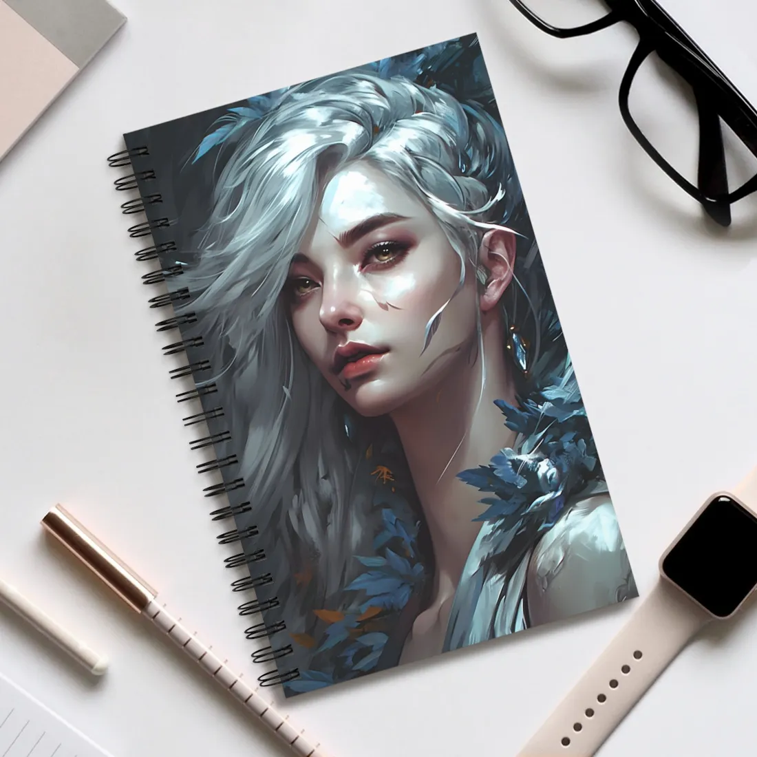 Blonde Beauty Portrait: Elegant Female - Spiral Notebook