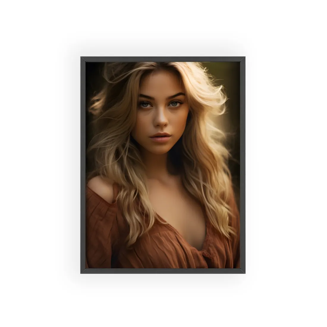 Blonde Casual Chic: Urban Outdoor Photography - Framed Poster