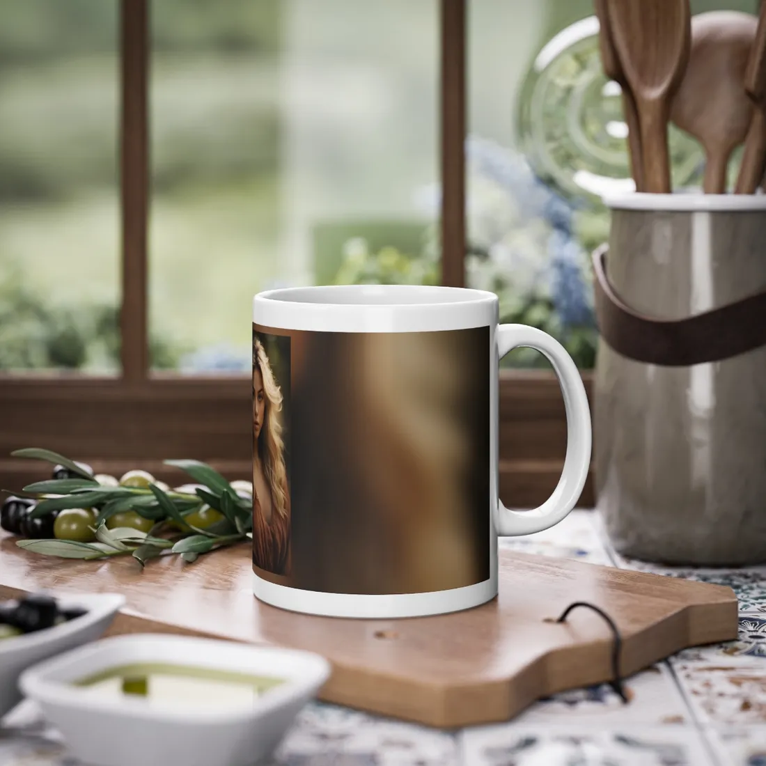 Blonde Casual Chic: Urban Outdoor Photography - Mug