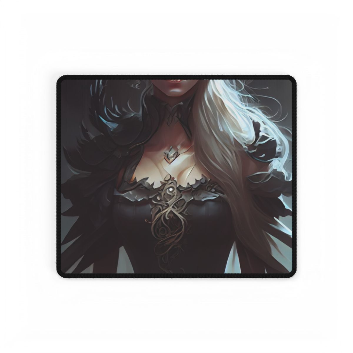 Blonde Elegance: Formal Portrait in White Dress - Desk Mat
