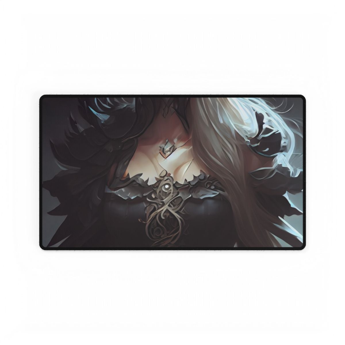 Blonde Elegance: Formal Portrait in White Dress - Desk Mat