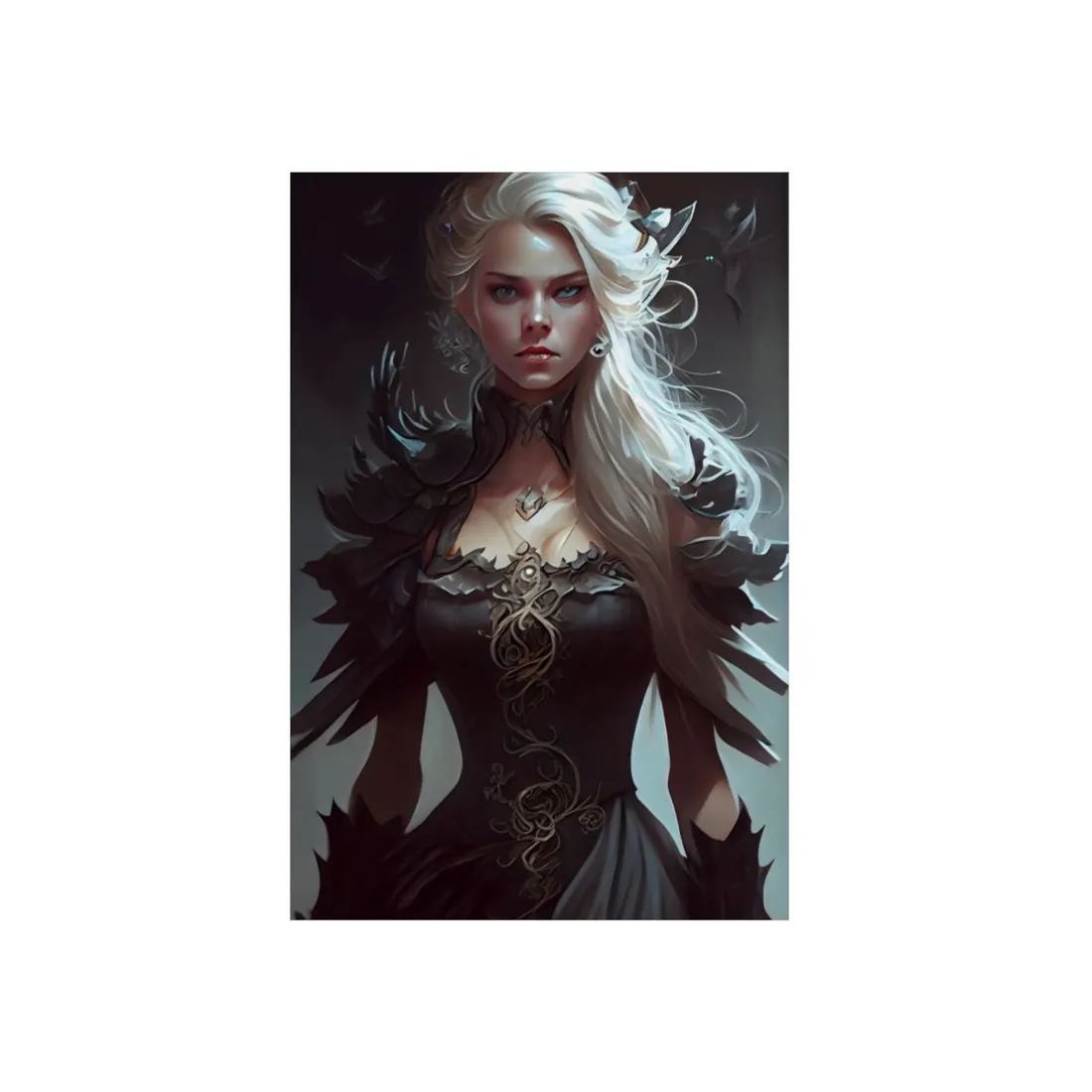 Blonde Elegance: Formal Portrait in White Dress - Metal Poster