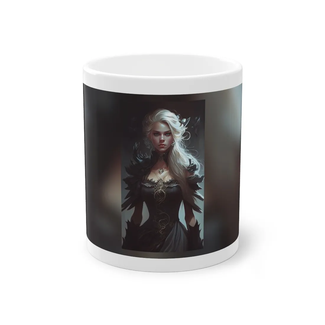 Blonde Elegance: Formal Portrait in White Dress - Mug