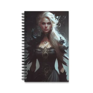 Woman in Feathered Black Cloak Spiral Notebook