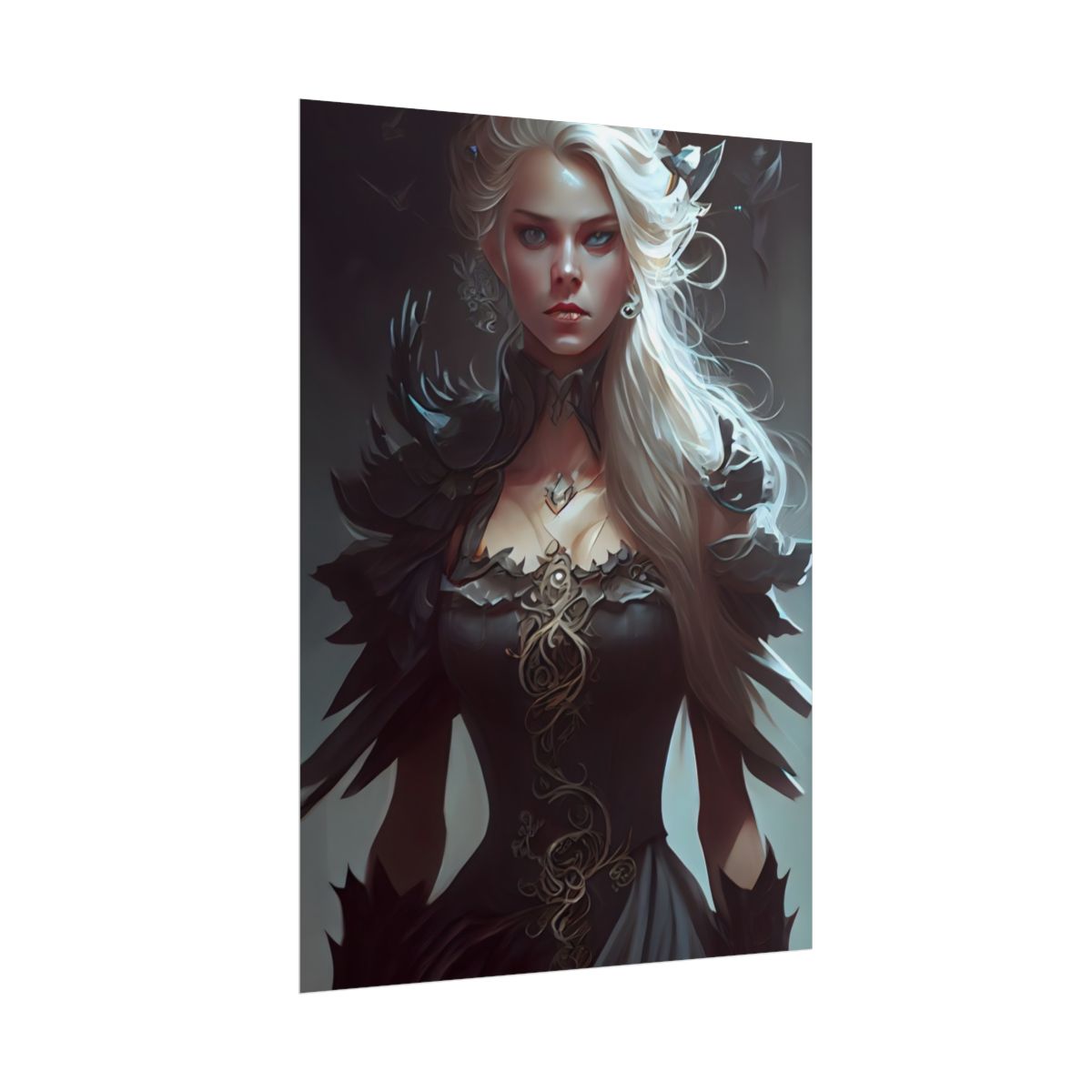 Blonde Elegance: Formal Portrait in White Dress - Poster