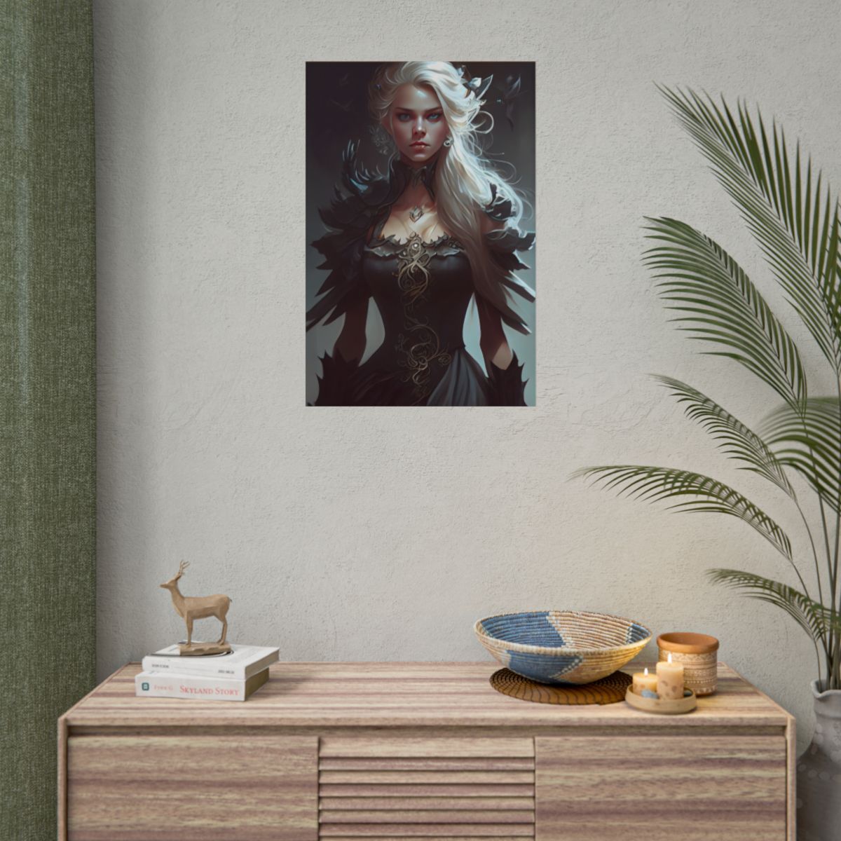 Blonde Elegance: Formal Portrait in White Dress - Poster