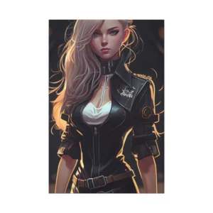 Blonde Woman in Black Outfit Canvas Print