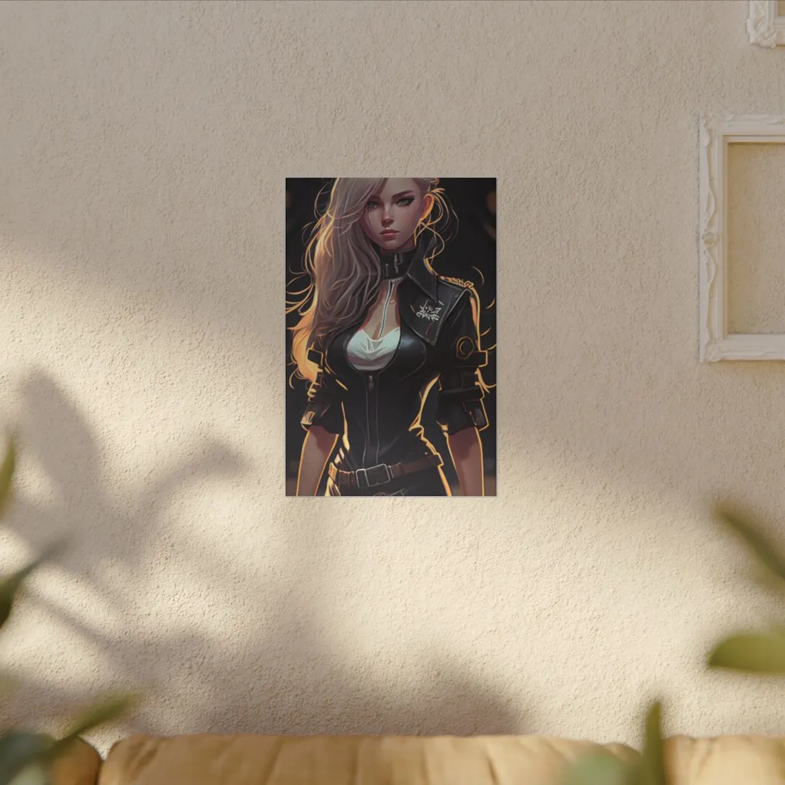 Blonde Female Police Officer: Calm Professional in Hotel Lobby - Canvas