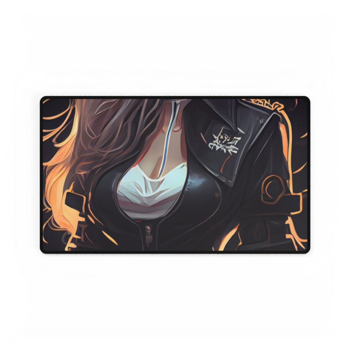 Blonde Female Police Officer: Calm Professional in Hotel Lobby - Desk Mat