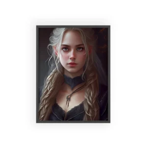Woman with Long Braided Hair Framed Poster