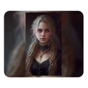 Woman with Long Braided Hair Mouse Pad