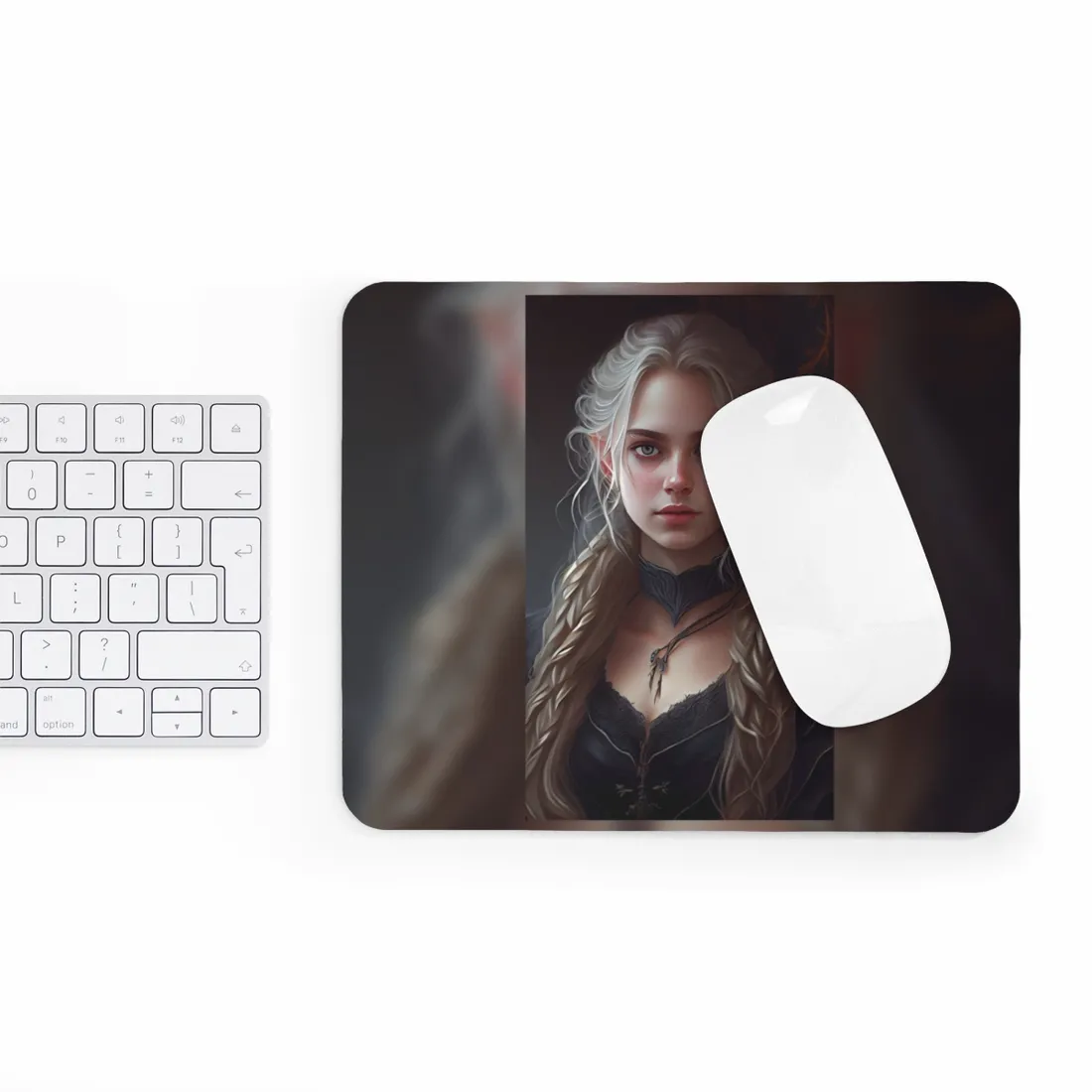 Blonde Female Portrait: Elegant Artwork in Formal Dress - Mouse Pad