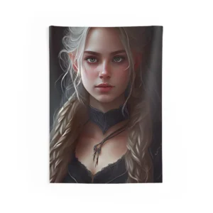 Woman with Long Braided Hair Wall Tapestry