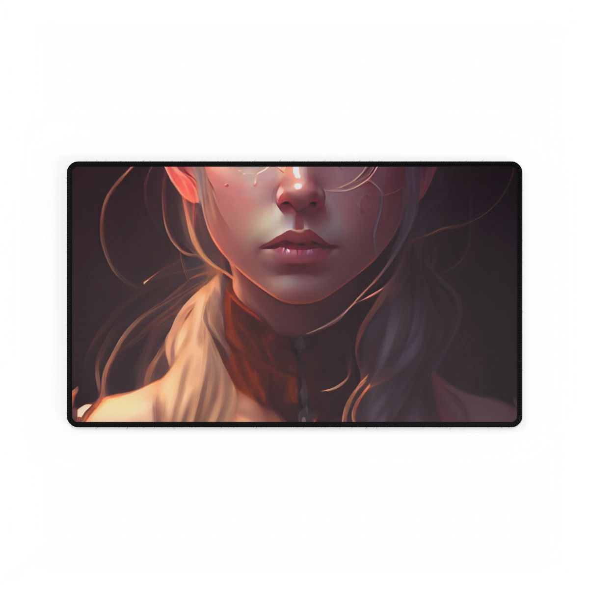 Blonde Female Portrait: Elegant Dress in Soft Flow - Desk Mat