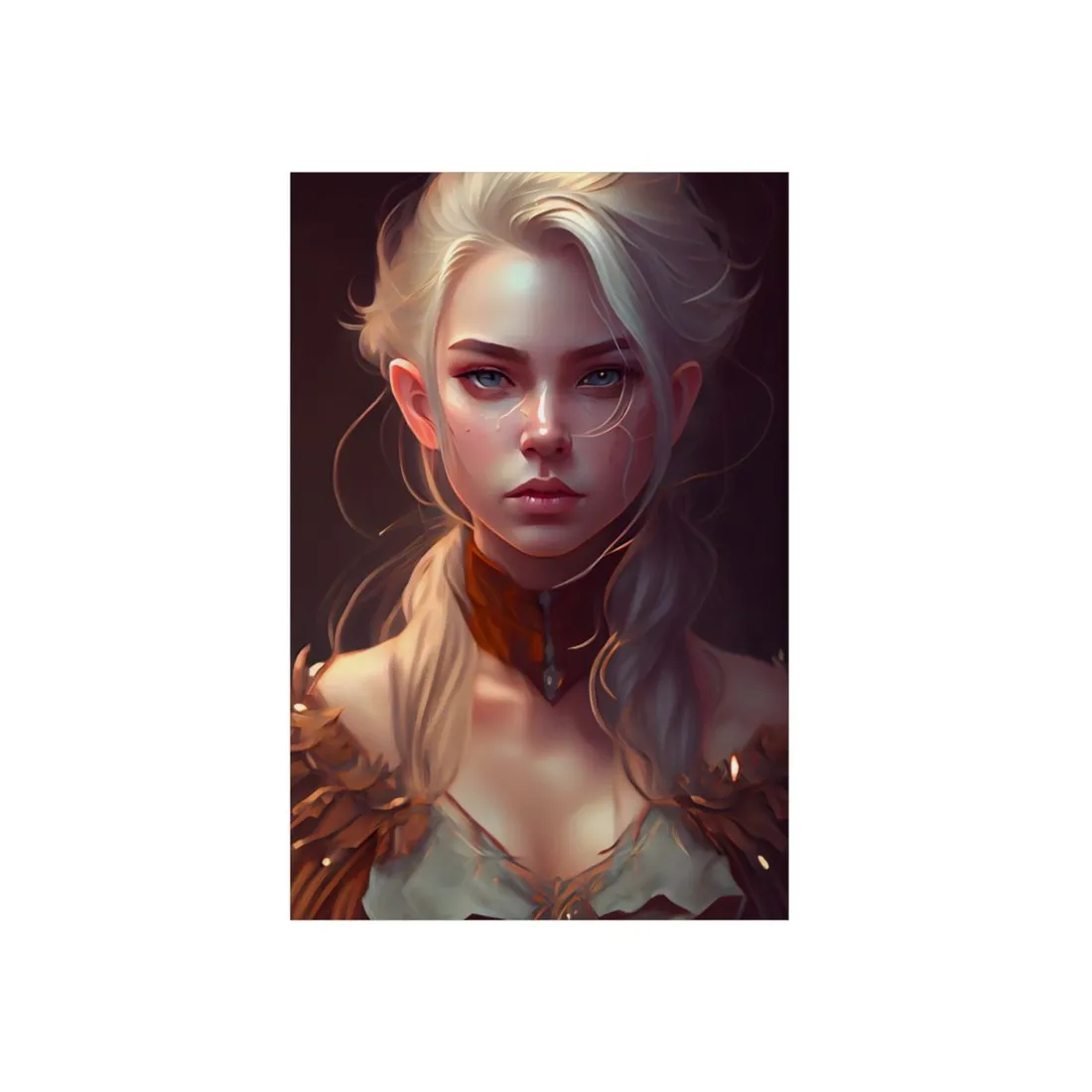 Blonde Female Portrait: Elegant Dress in Soft Flow - Metal Poster