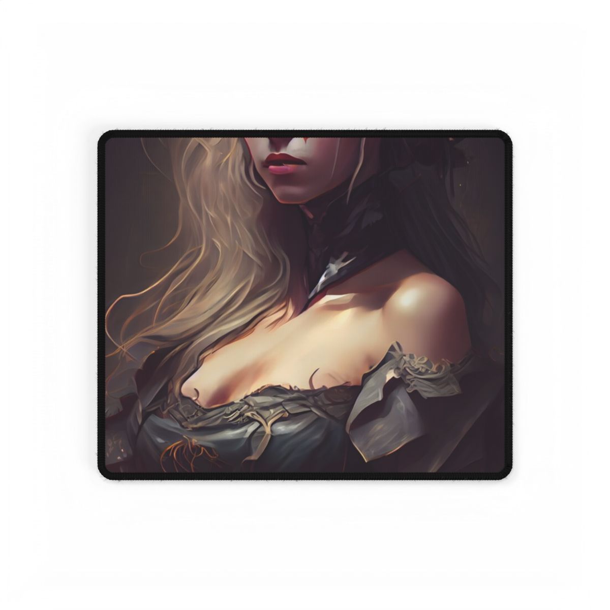 Blonde Female Portrait in a Dress: Stunning Artwork - Desk Mat