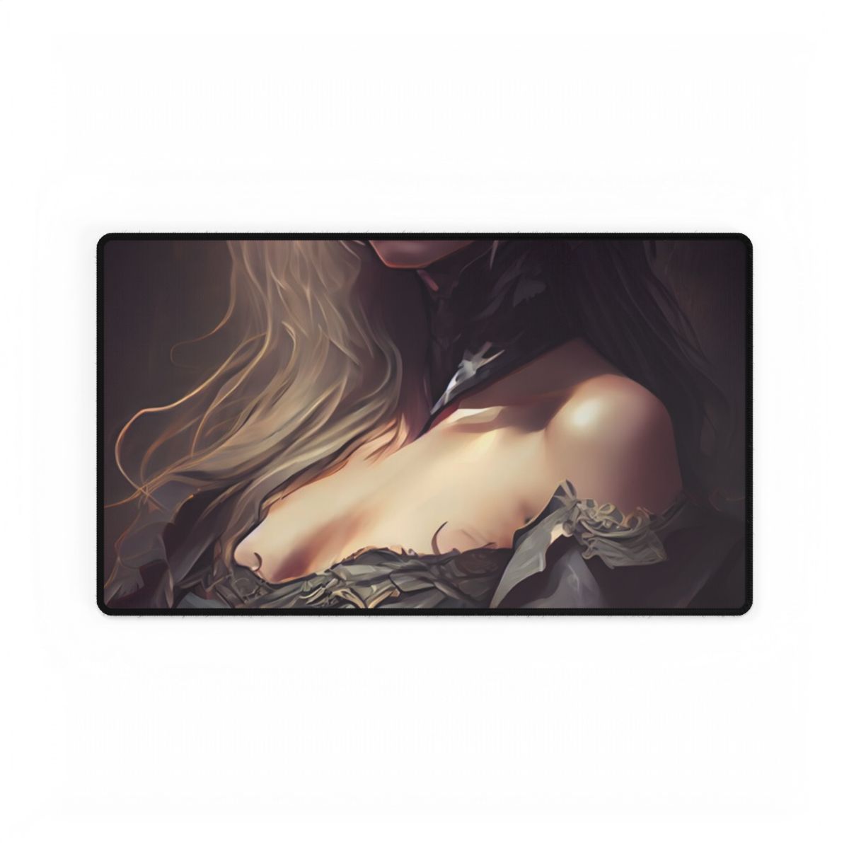 Blonde Female Portrait in a Dress: Stunning Artwork - Desk Mat