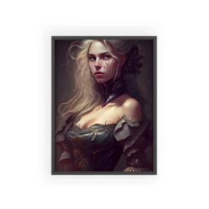 Blonde Woman in Dark Gown Framed Poster