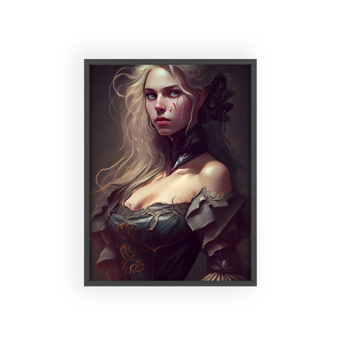 Blonde Female Portrait in a Dress: Stunning - Framed Poster