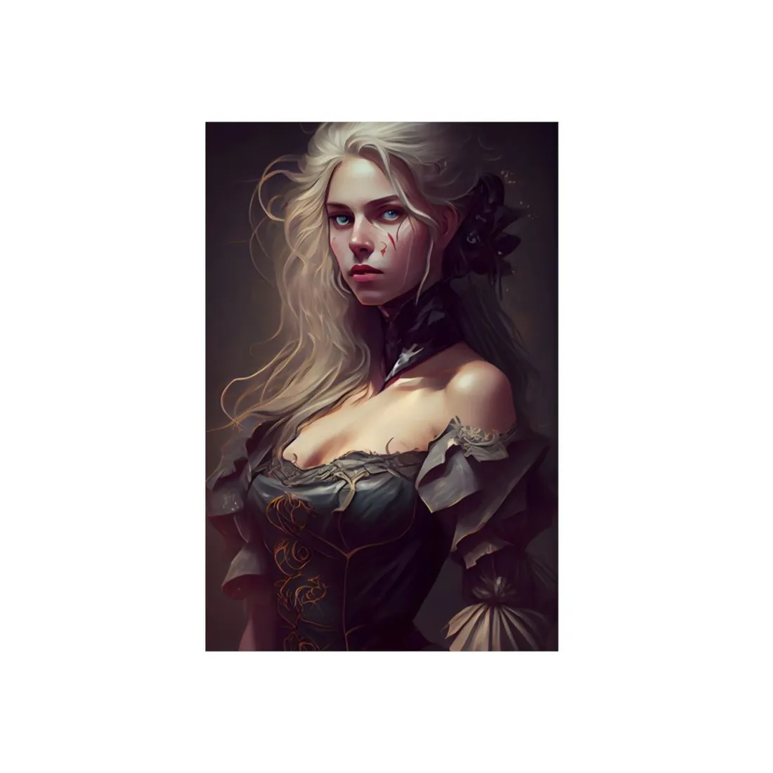Blonde Female Portrait in a Dress: Stunning - Metal Poster