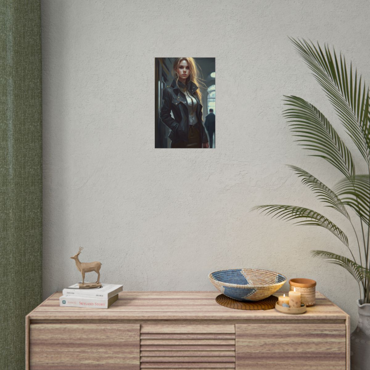 Blonde Police Officer on Hotel Duty: A Moment of Authority in the Lobby - Poster