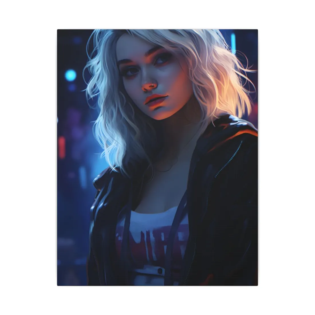 Blonde Portrait: A Teen's Cyberpunk Moment - Canvas