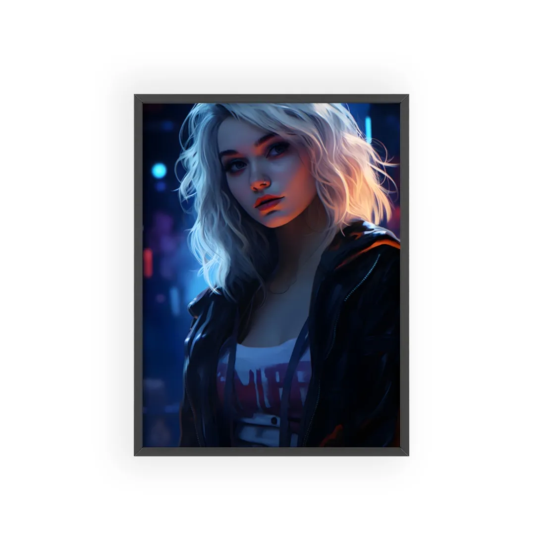 Blonde Portrait: A Teen's Cyberpunk Moment - Framed Poster