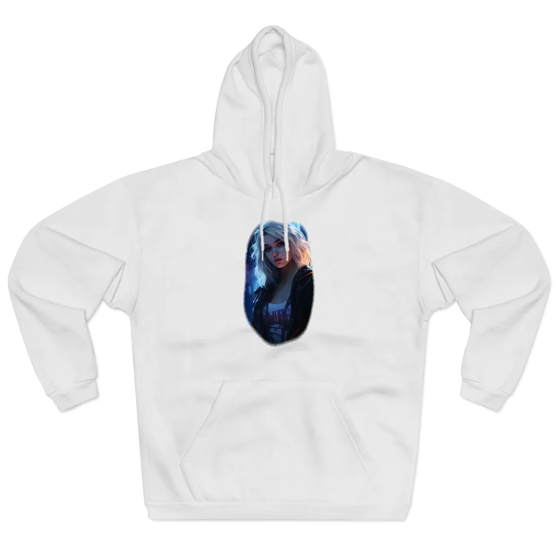 Blonde Portrait: A Teen's Cyberpunk Moment Hoodie - Hoodie (White)