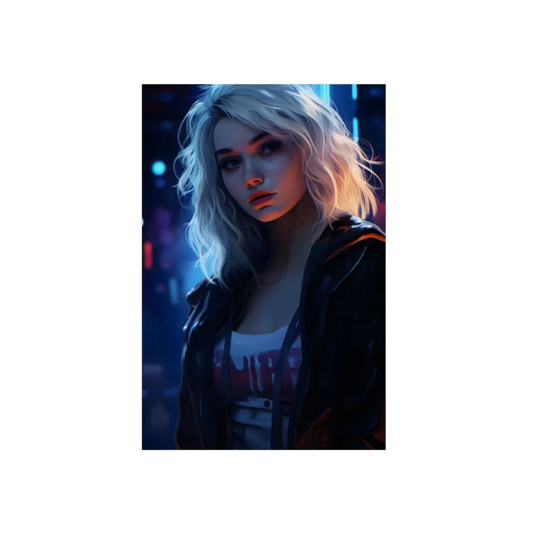 Blonde Portrait: A Teen's Cyberpunk Moment - Metal Poster