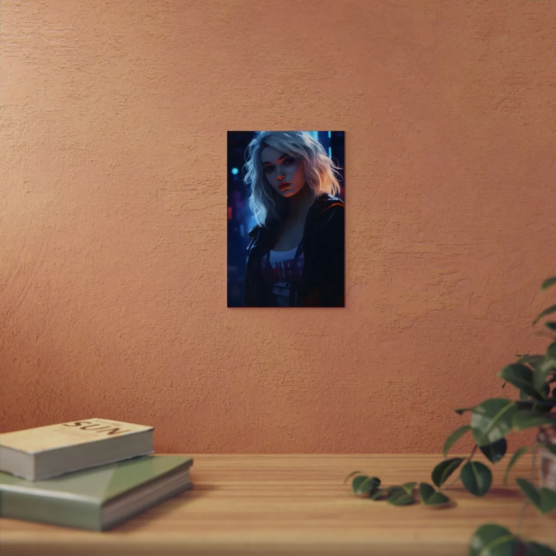 Blonde Portrait: A Teen's Cyberpunk Moment - Metal Poster