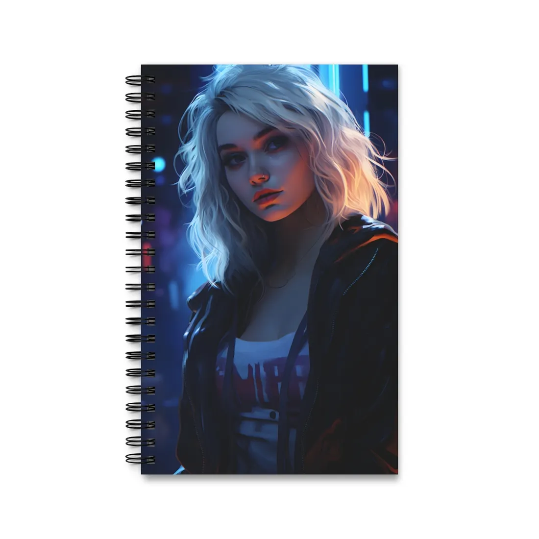 Blonde Portrait: A Teen's Cyberpunk Moment - Spiral Notebook