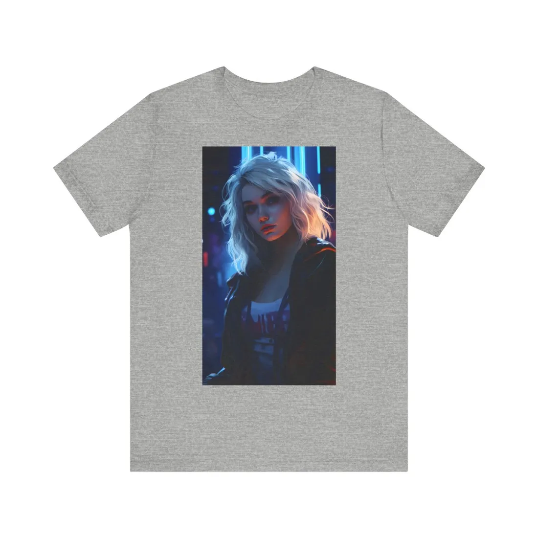 Blonde Portrait: A Teen's Cyberpunk Moment - T-Shirt