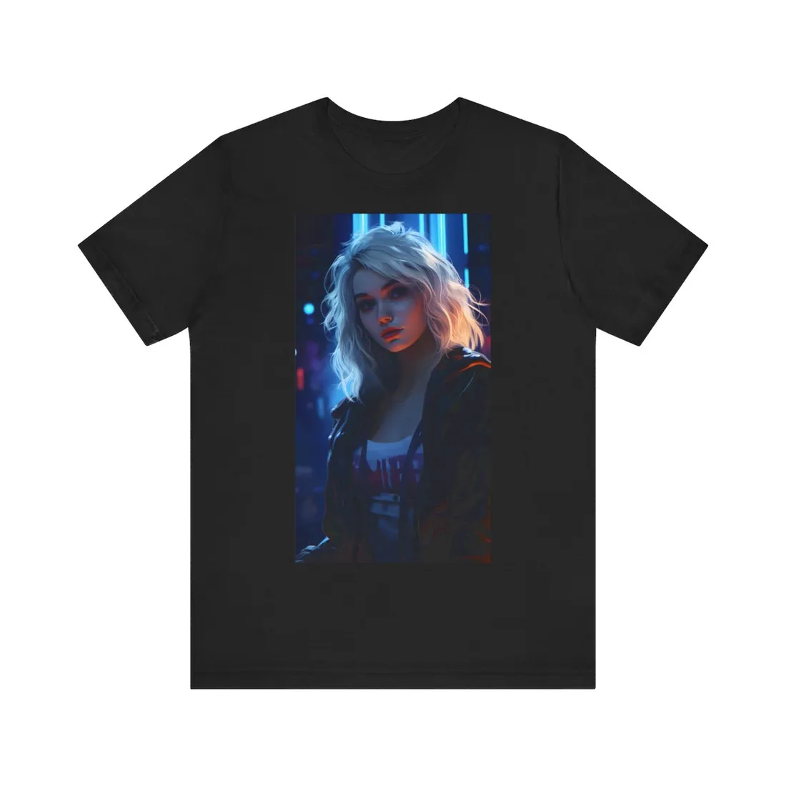 Blonde Portrait: A Teen's Cyberpunk Moment - T-Shirt