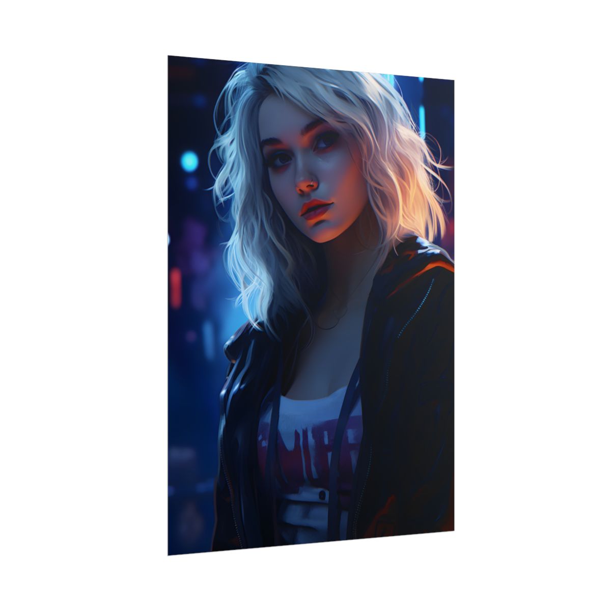 Blonde Portrait: A Teen's Cyberpunk Moment - Poster