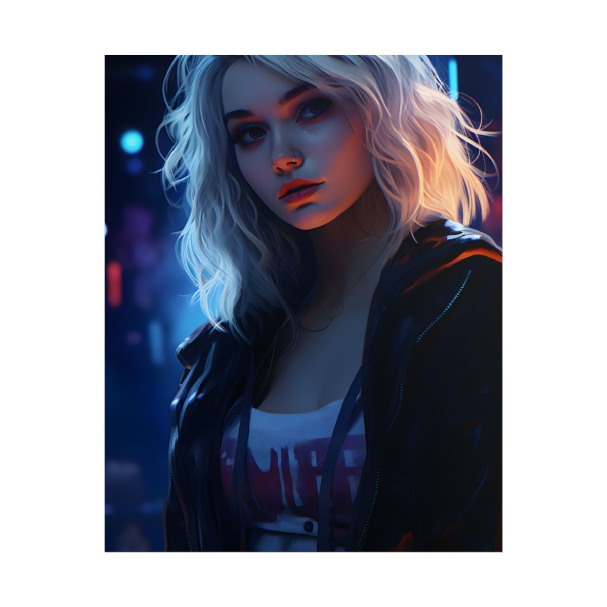 Blonde Portrait: A Teen's Cyberpunk Moment - Poster