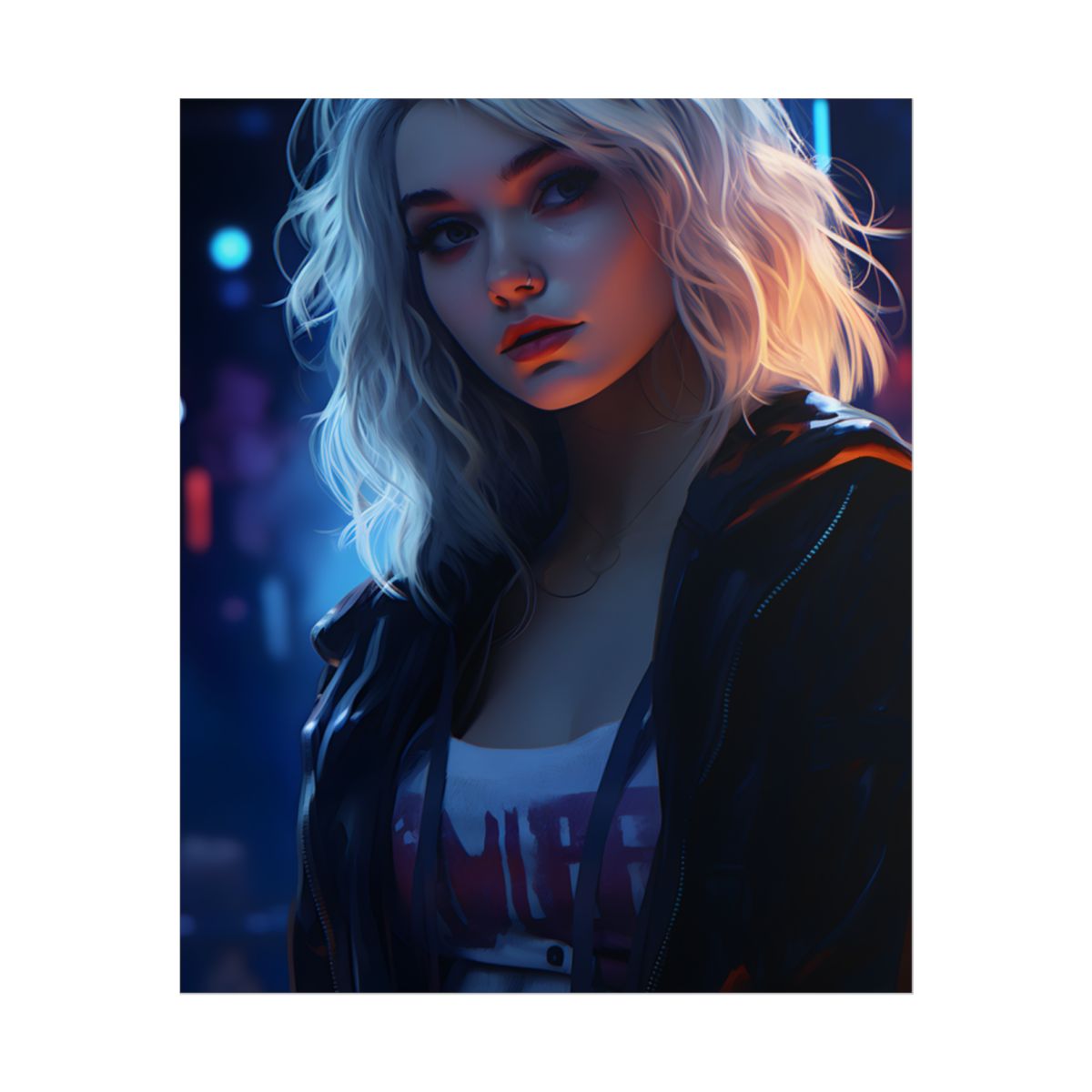 Blonde Portrait: A Teen's Cyberpunk Moment - Poster