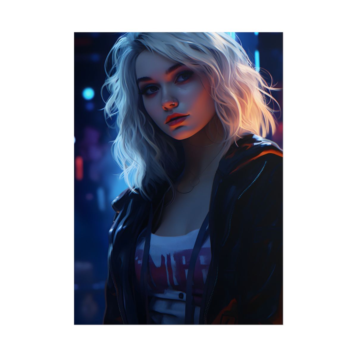 Blonde Portrait: A Teen's Cyberpunk Moment - Poster