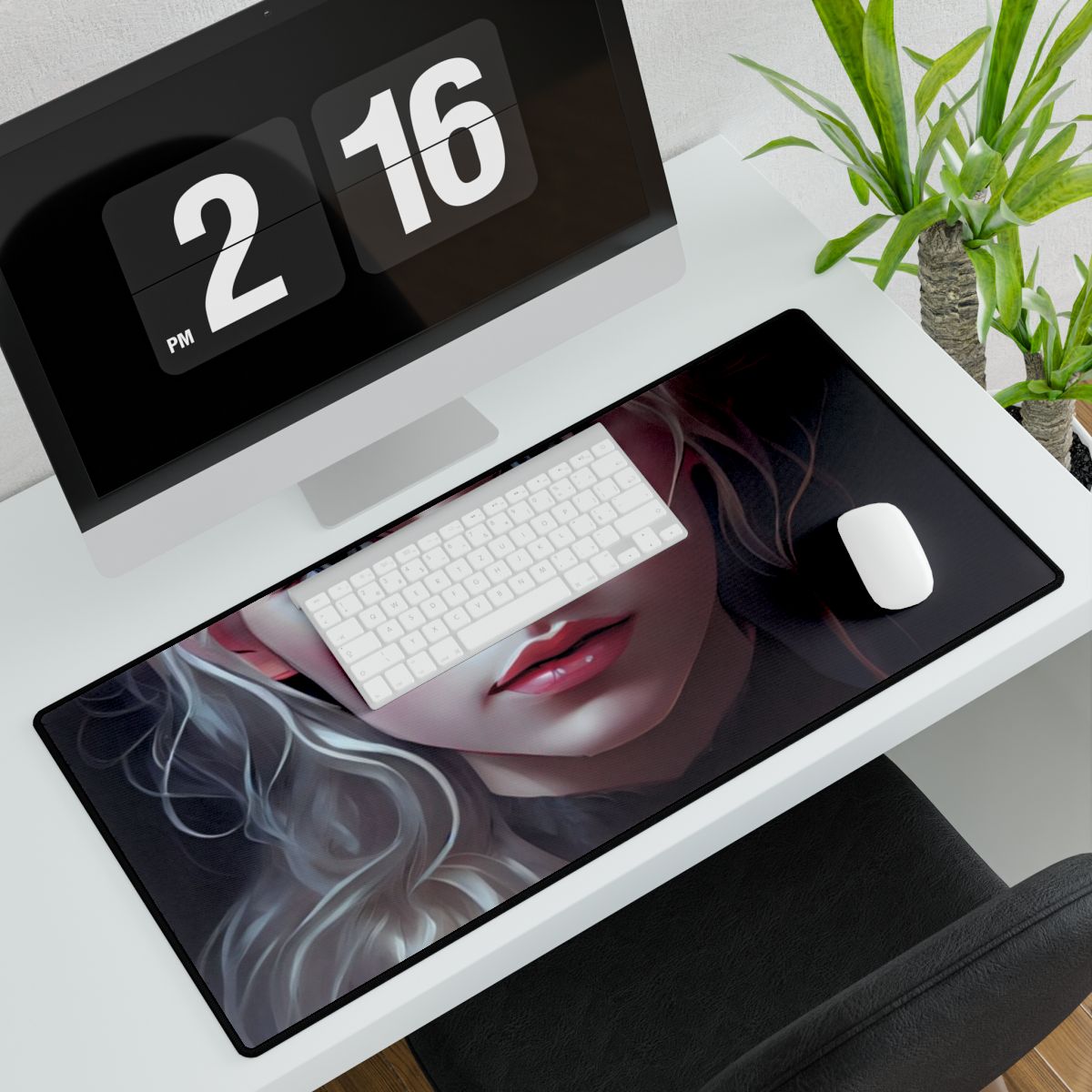 Blonde Portrait: Daring Angle Artwork - Desk Mat