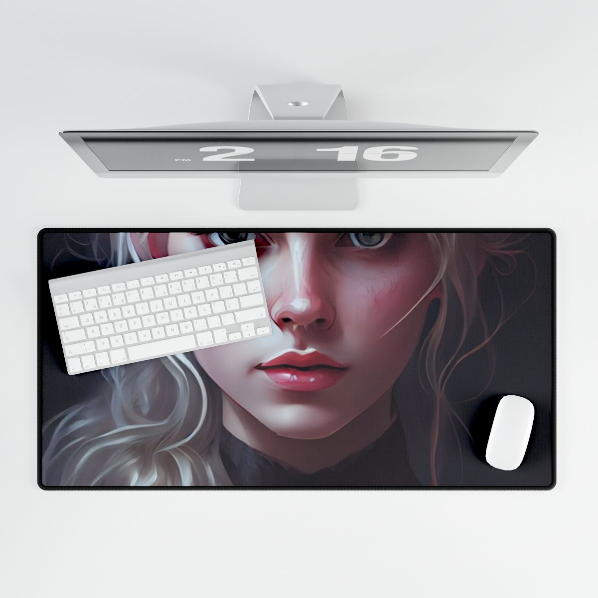 Blonde Portrait: Daring Angle Artwork - Desk Mat