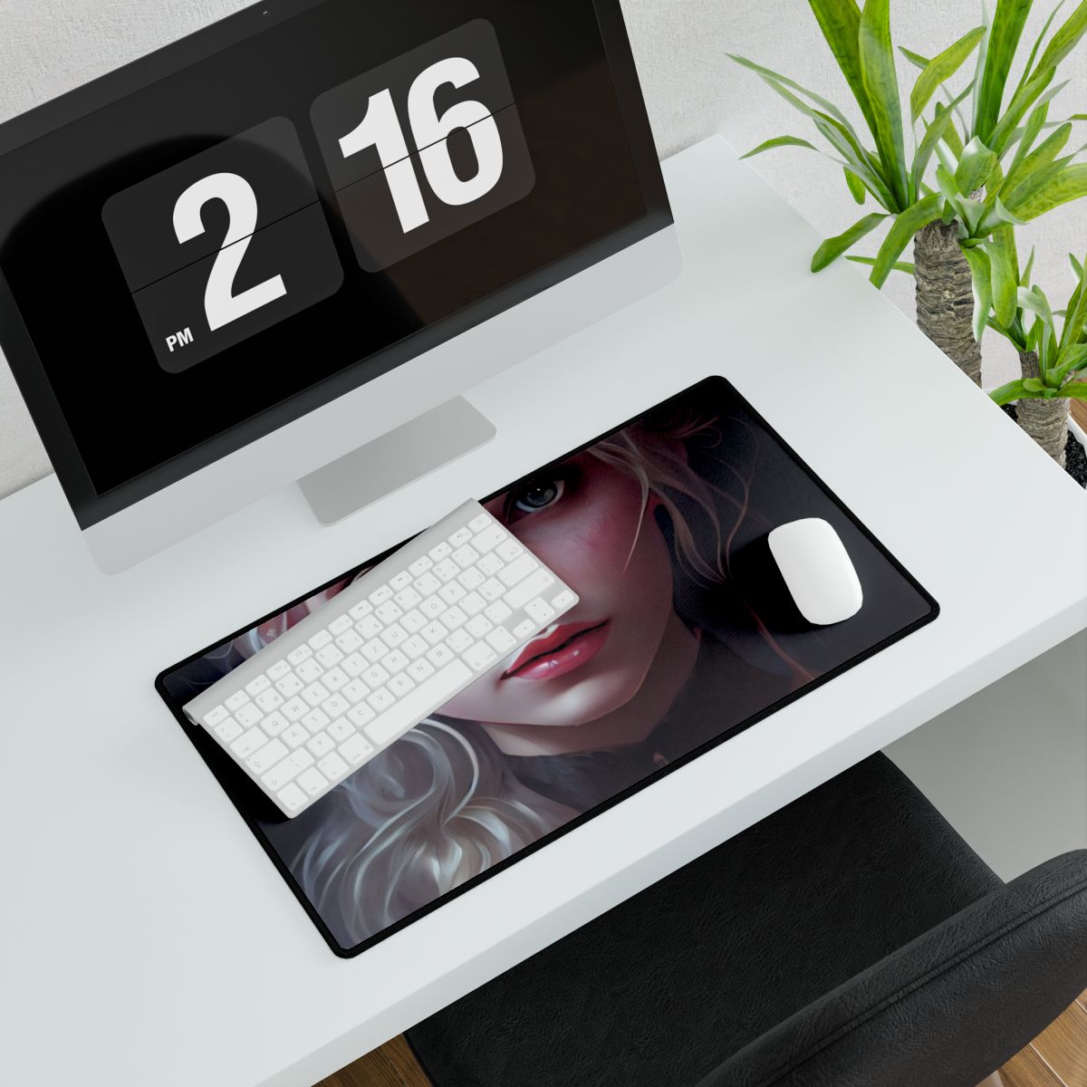 Blonde Portrait: Daring Angle Artwork - Desk Mat