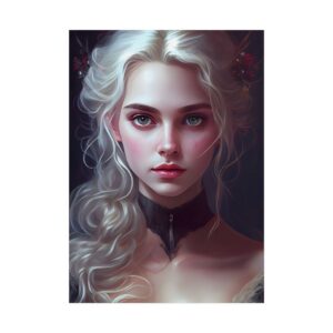 Woman with White Wavy Hair Poster