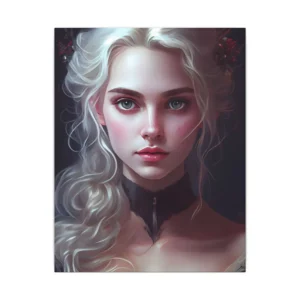 Woman with White Wavy Hair Canvas Print