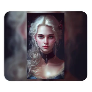 Woman with White Wavy Hair Mouse Pad